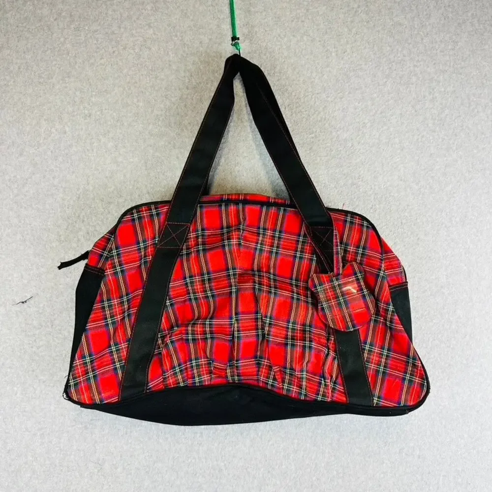 Winnie The Pooh Luggage Bag Plaid Red Black Disney Travel Retro